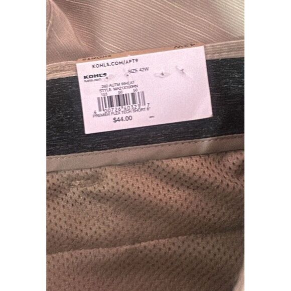 Men's Apt. 9 Premier Flex Performance Shorts, 8" Inseam, Size 42, Beige  NWT - Picture 10 of 13